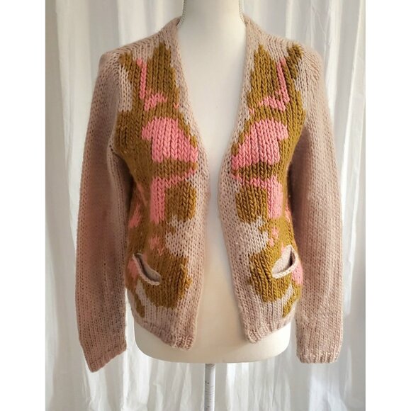 Anthropologie Sweaters - Amalialad Anthropology Wool Cardigan Sweater Size Medium Granola Chuncky Knit
